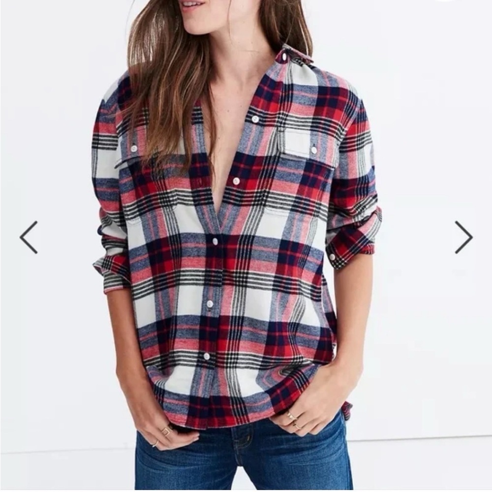 Madewell womens Classic Flannel Ex-boyfriend button down shirt size medium